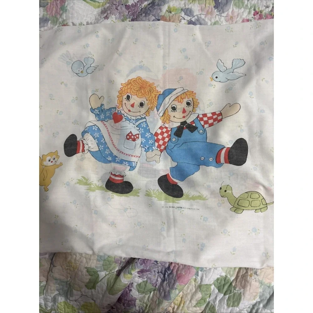 Vtg 1970's Raggedy Ann & Andy Pillowcase Bobbs-Merrill Co 20x30